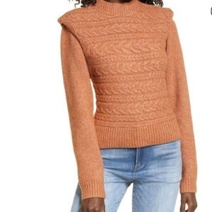 Blank NYC terracotta cable knit sweater features shoulder pads XS new with tags
